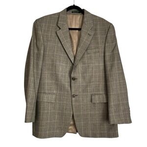 Lauren Ralph Lauren Blazer Silk Blend Mens 40R Jacket Houndstooth Plaid Preppy